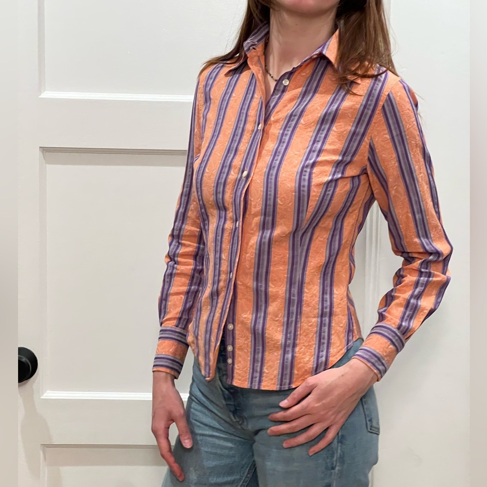 Etro shirt orange and purple size 2